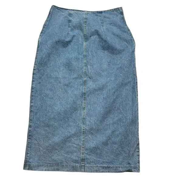 Vintage‎ Ladies 80’s Zipper Front Denim Maxi Skirt Size 14 - Picture 6 of 12